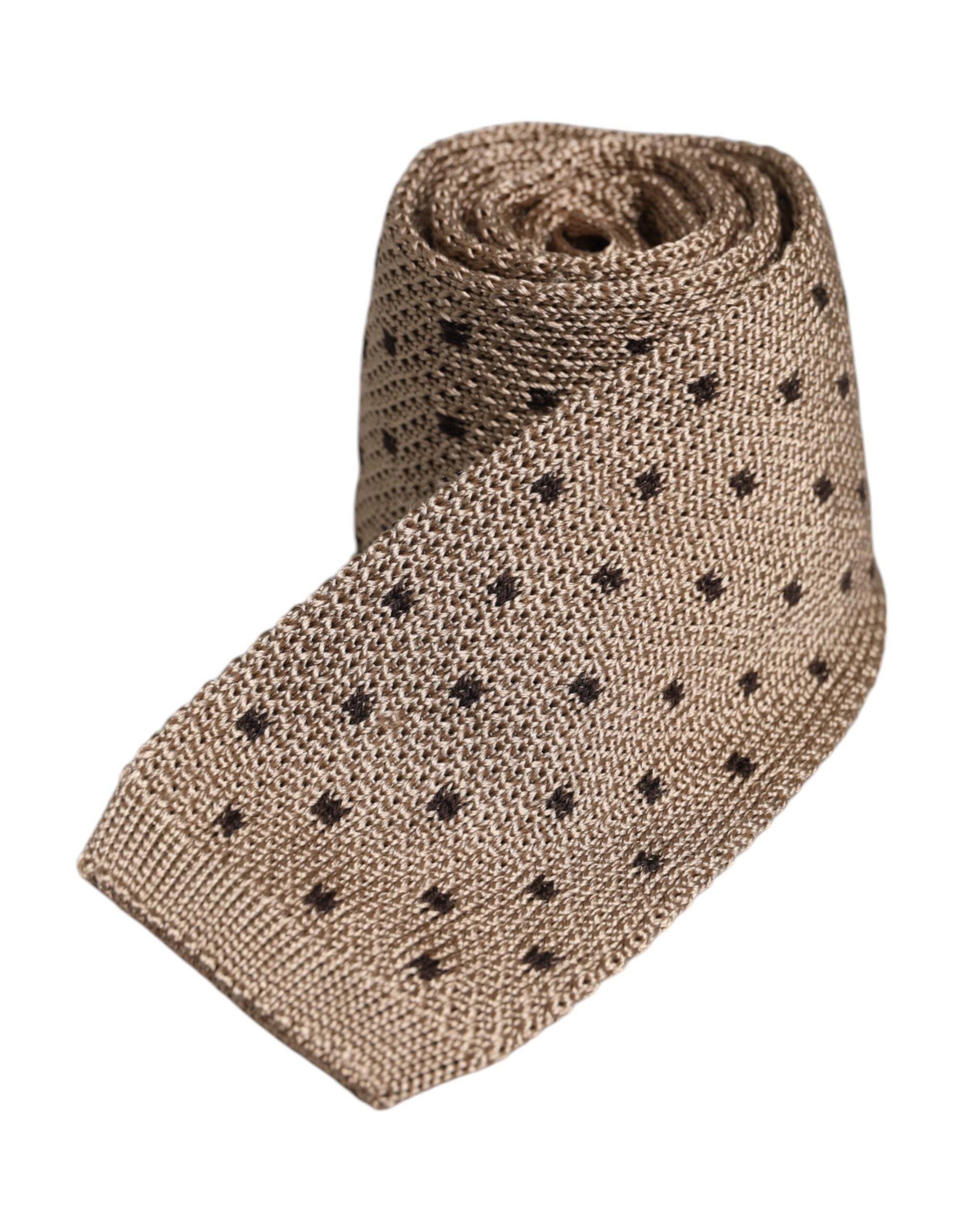 Dolce & Gabbana Dolce & Gabbana Beige Polka Dot Silk Adjustable NeckMen's Men's Tie