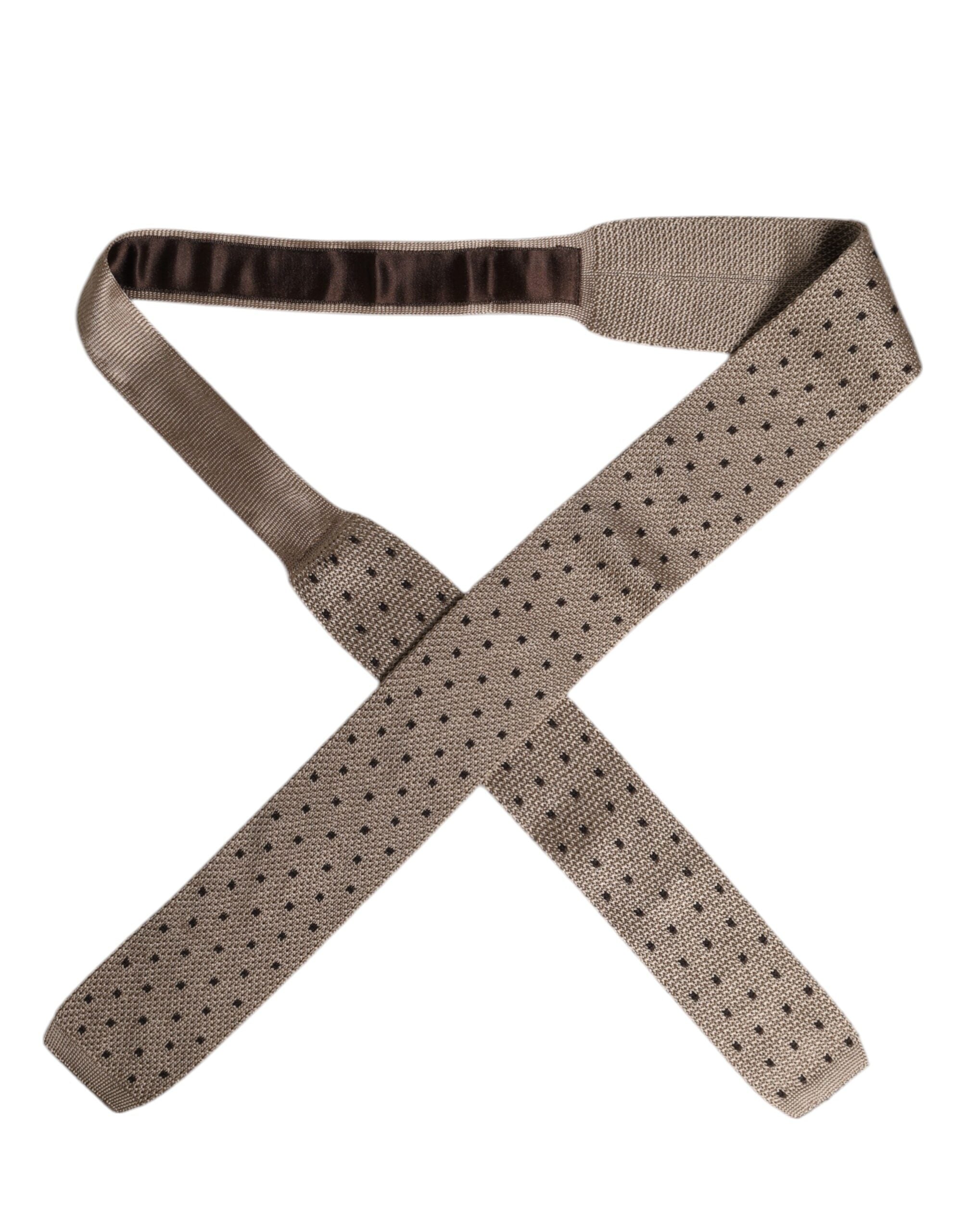 Dolce & Gabbana Dolce & Gabbana Beige Polka Dot Silk Adjustable NeckMen's Men's Tie