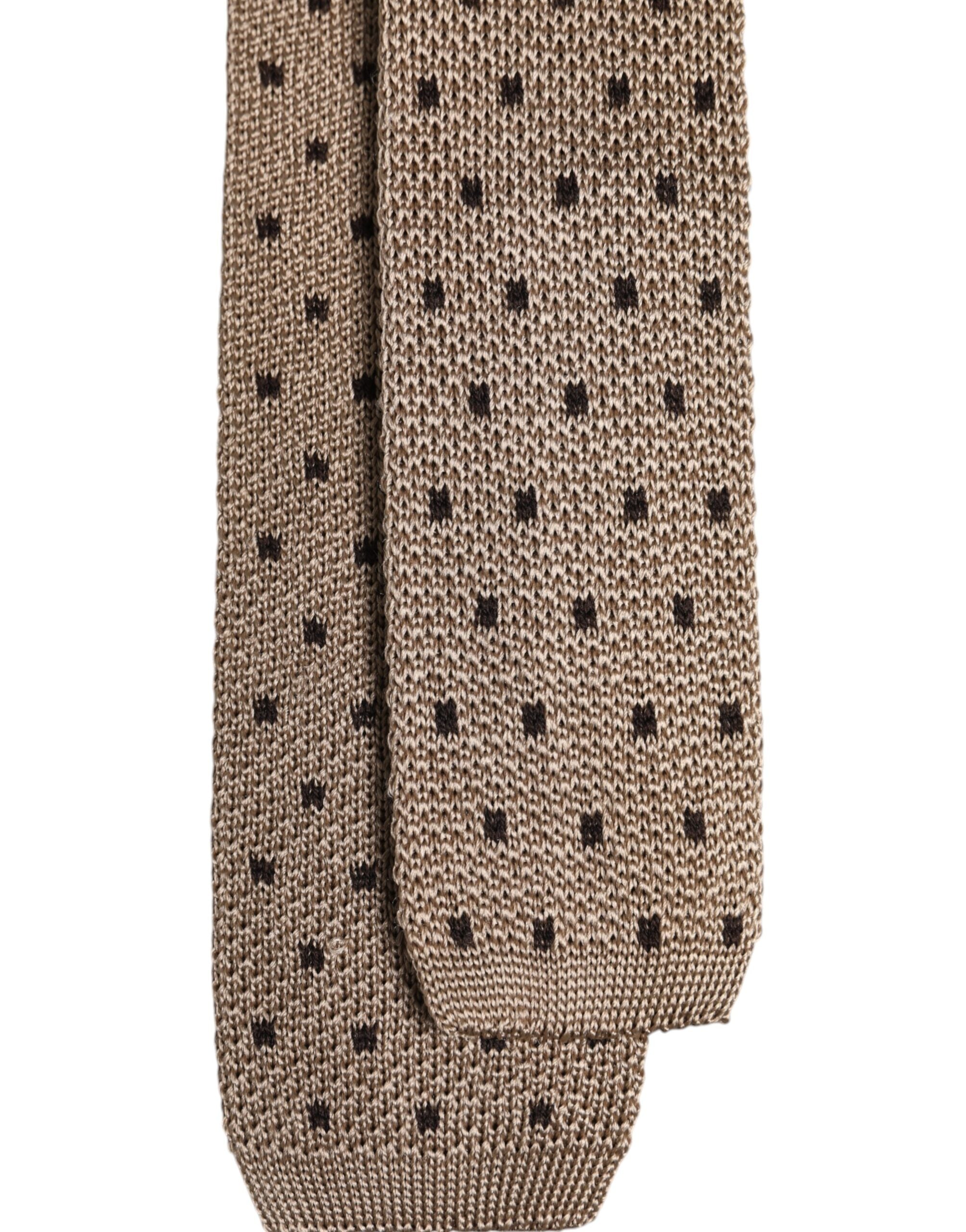 Dolce & Gabbana Dolce & Gabbana Beige Polka Dot Silk Adjustable NeckMen's Men's Tie