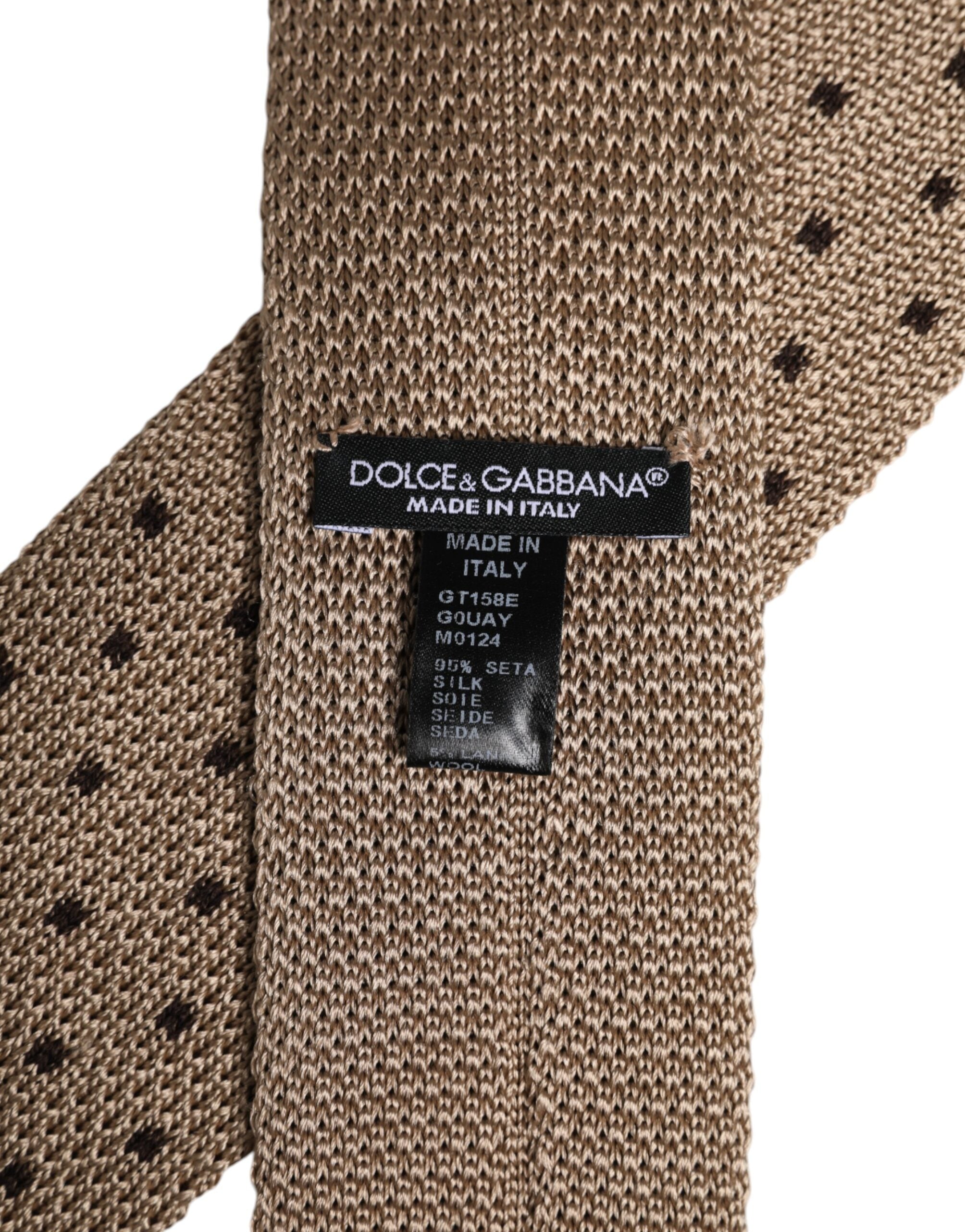 Dolce & Gabbana Dolce & Gabbana Beige Polka Dot Silk Adjustable NeckMen's Men's Tie