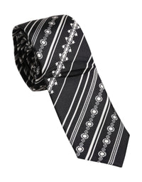 Dolce & Gabbana Dolce & Gabbana Black White Stripes Silk Adjustable NeckMen's Men's Tie