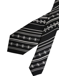 Dolce & Gabbana Dolce & Gabbana Black White Stripes Silk Adjustable NeckMen's Men's Tie