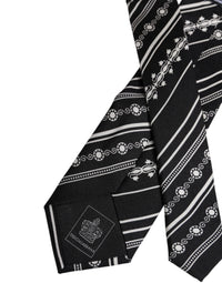 Dolce & Gabbana Dolce & Gabbana Black White Stripes Silk Adjustable NeckMen's Men's Tie