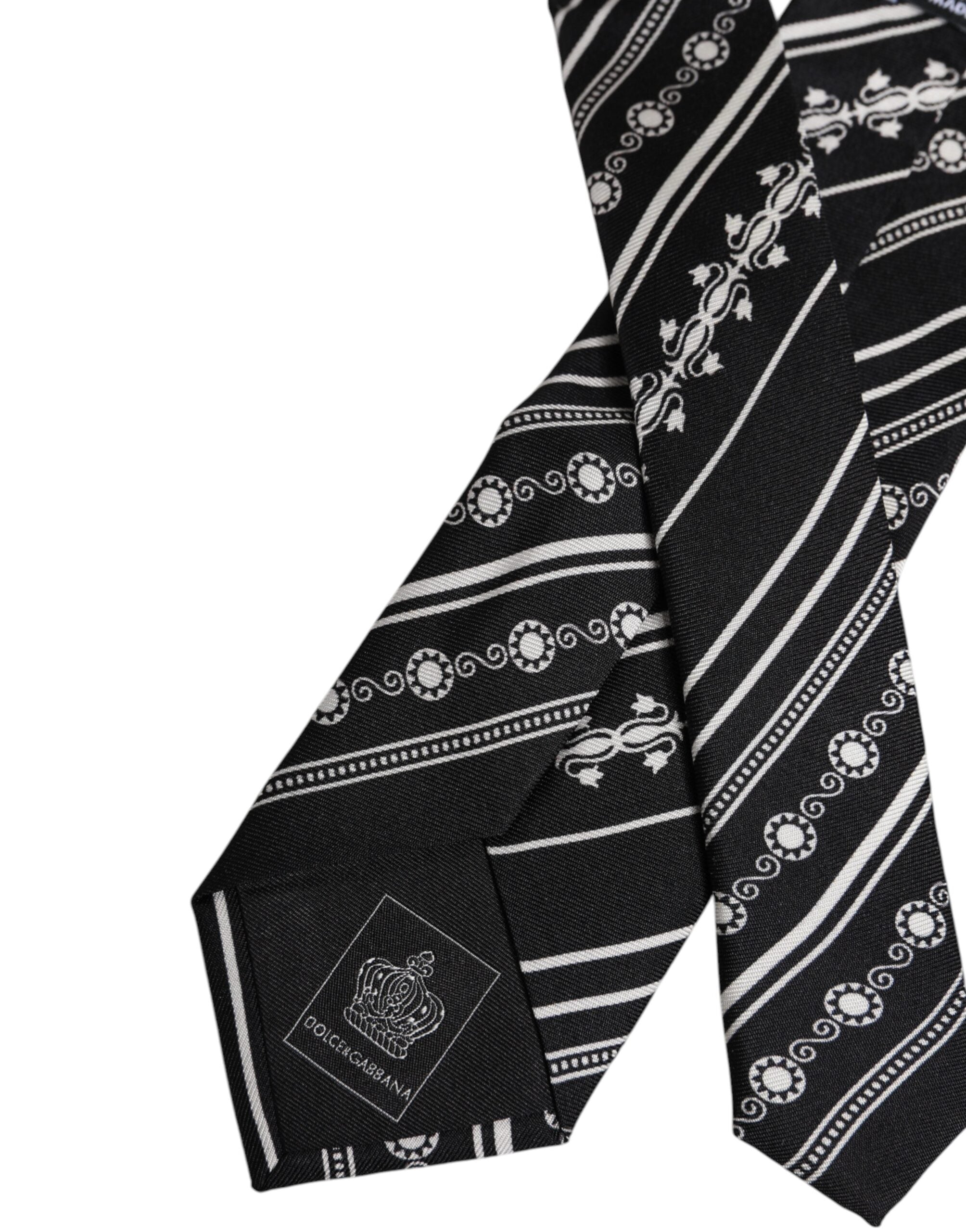 Dolce & Gabbana Dolce & Gabbana Black White Stripes Silk Adjustable NeckMen's Men's Tie