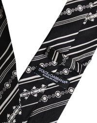 Dolce & Gabbana Dolce & Gabbana Black White Stripes Silk Adjustable NeckMen's Men's Tie