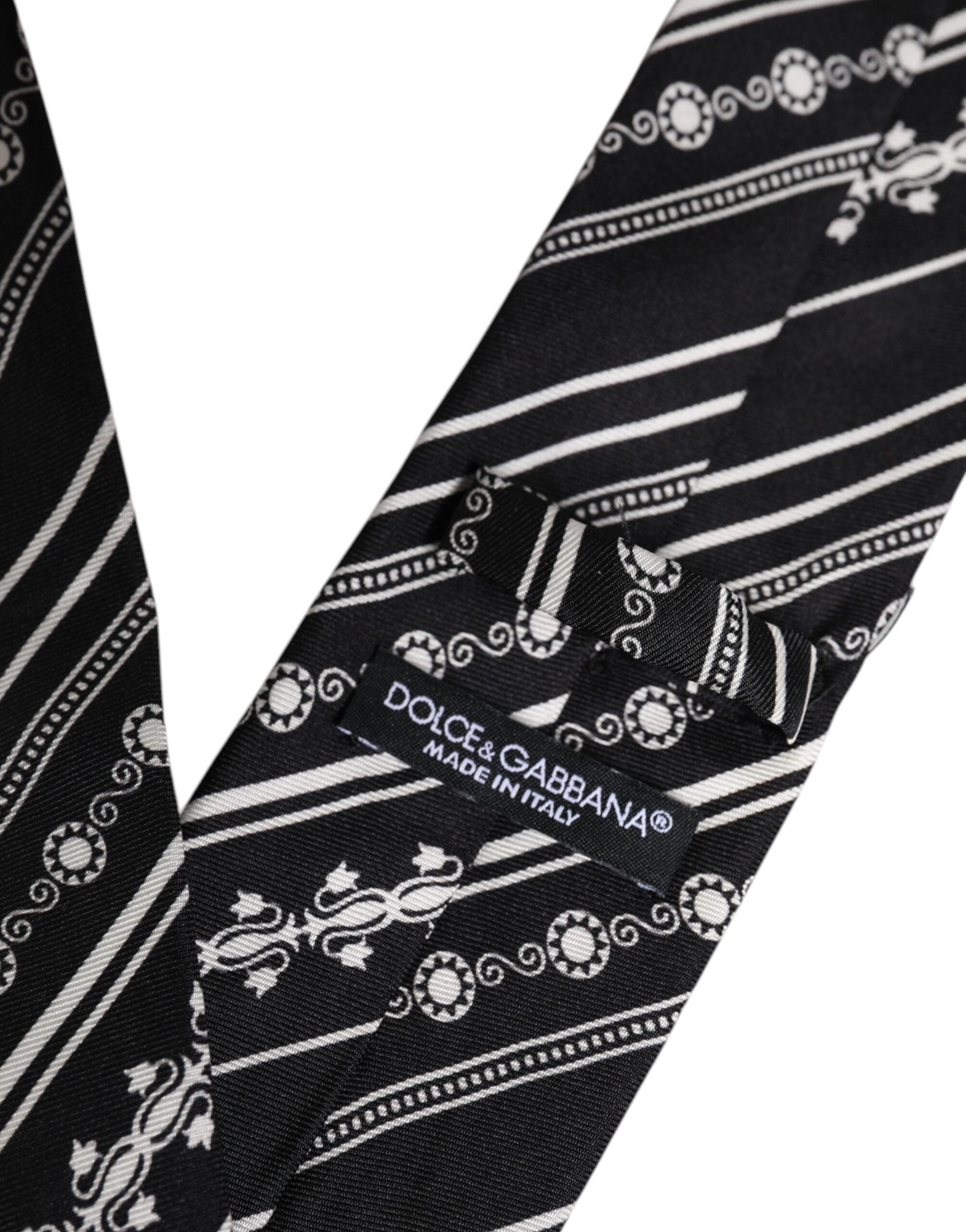 Dolce & Gabbana Dolce & Gabbana Black White Stripes Silk Adjustable NeckMen's Men's Tie