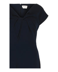 Alexander McQueen Alexander McQueen Womens Twist-Detail Crepe Midi Dress
