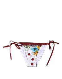 Dolce & Gabbana White Floral Print Swimsuit Bikini Bottom Women's Swimwear