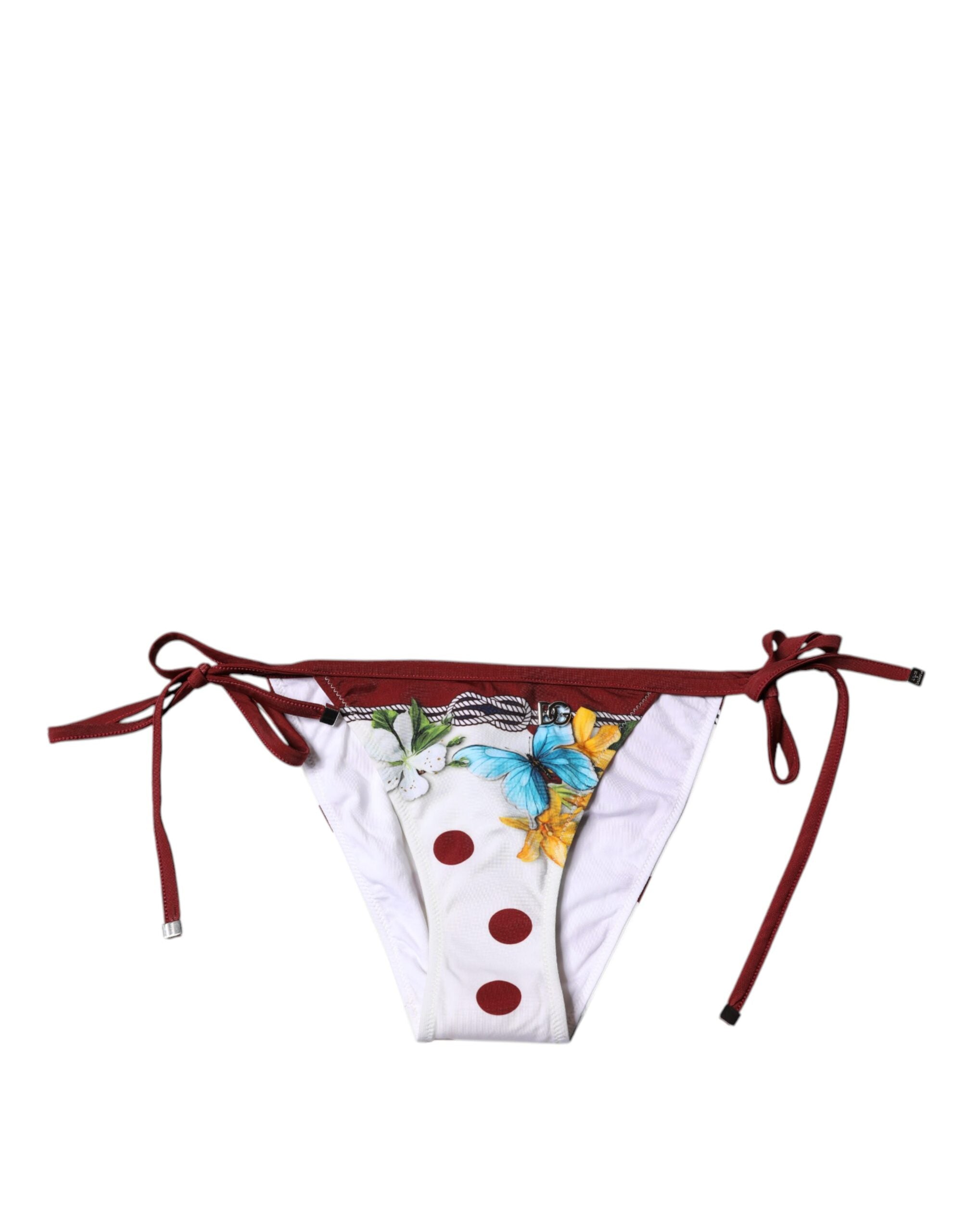Dolce & Gabbana White Floral Print Swimsuit Bikini Bottom Women's Swimwear