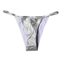 Dolce & Gabbana Silver Polyester Beachwear Bikini Bottom Women's Swimwear