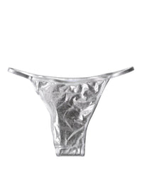 Dolce & Gabbana Silver Polyester Beachwear Bikini Bottom Women's Swimwear