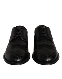 Dolce & Gabbana Dolce & Gabbana Black Embroidered Classic Leather Derby Dress Men's Shoes
