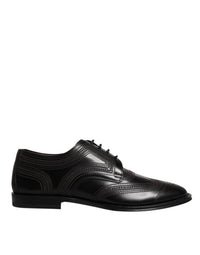 Dolce & Gabbana Dolce & Gabbana Black Embroidered Classic Leather Derby Dress Men's Shoes
