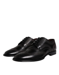 Dolce & Gabbana Dolce & Gabbana Black Embroidered Classic Leather Derby Dress Men's Shoes