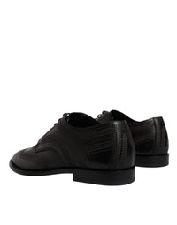 Dolce & Gabbana Dolce & Gabbana Black Embroidered Classic Leather Derby Dress Men's Shoes