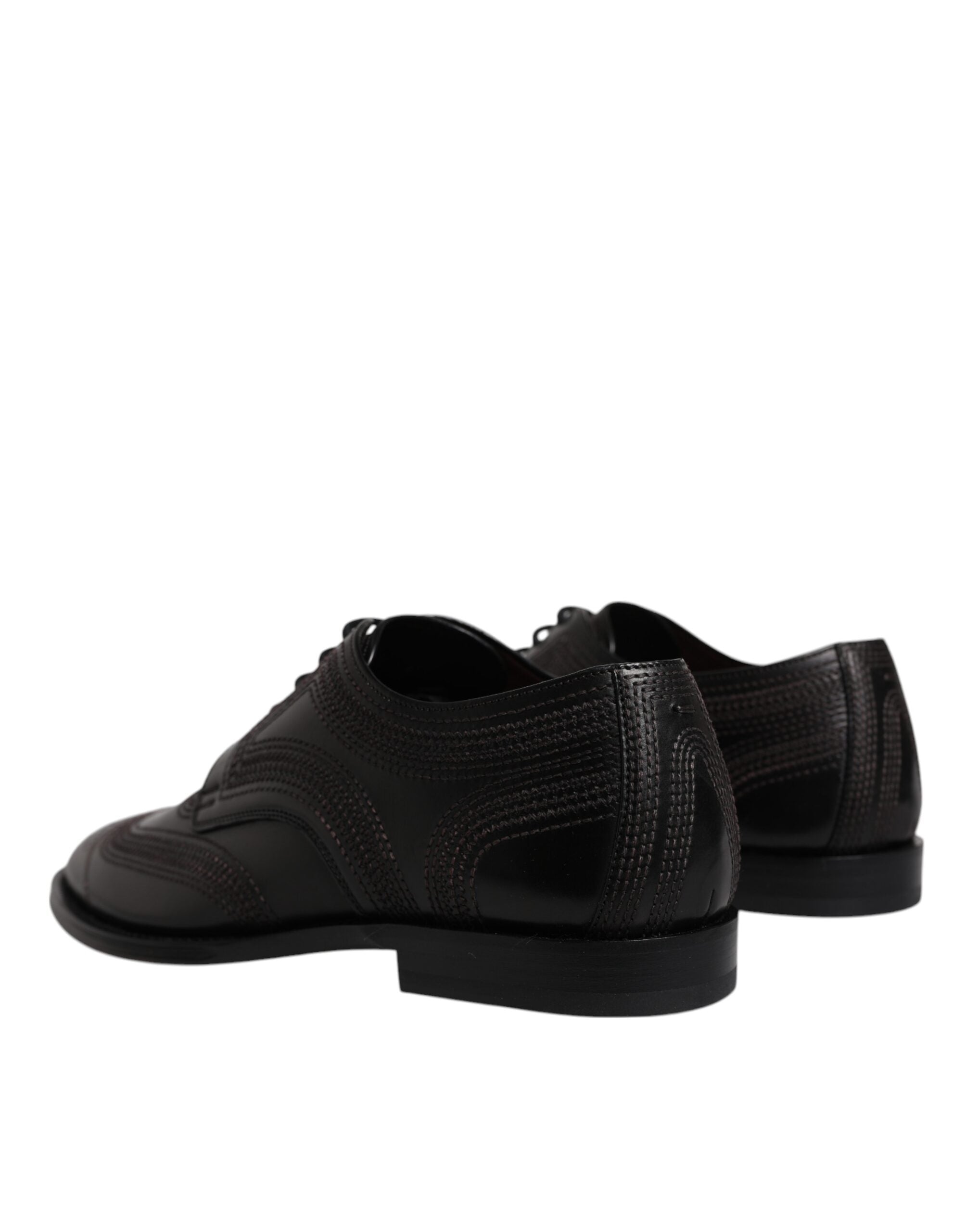 Dolce & Gabbana Dolce & Gabbana Black Embroidered Classic Leather Derby Dress Men's Shoes