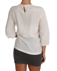 Dolce & Gabbana Dolce & Gabbana White Silk #dgfamily Blouse Women's T-shirt
