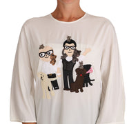 Dolce & Gabbana Dolce & Gabbana White Silk #dgfamily Blouse Women's T-shirt