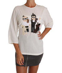 Dolce & Gabbana Dolce & Gabbana White Silk #dgfamily Blouse Women's T-shirt