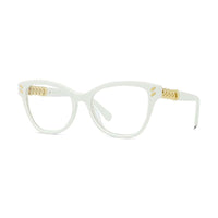 Stella McCartney Eyeglasses Cat Eye Full Rim, Shiny Black/Gold Frame and Clear Demo Lenses Lens SC50005I001