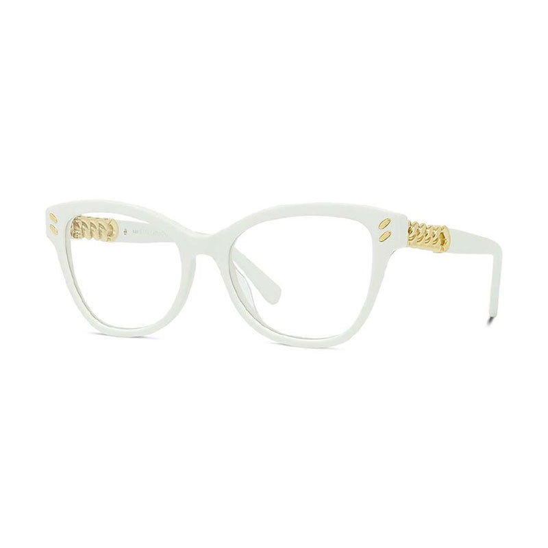 Stella McCartney Eyeglasses Cat Eye Full Rim, Shiny Black/Gold Frame and Clear Demo Lenses Lens SC50005I001