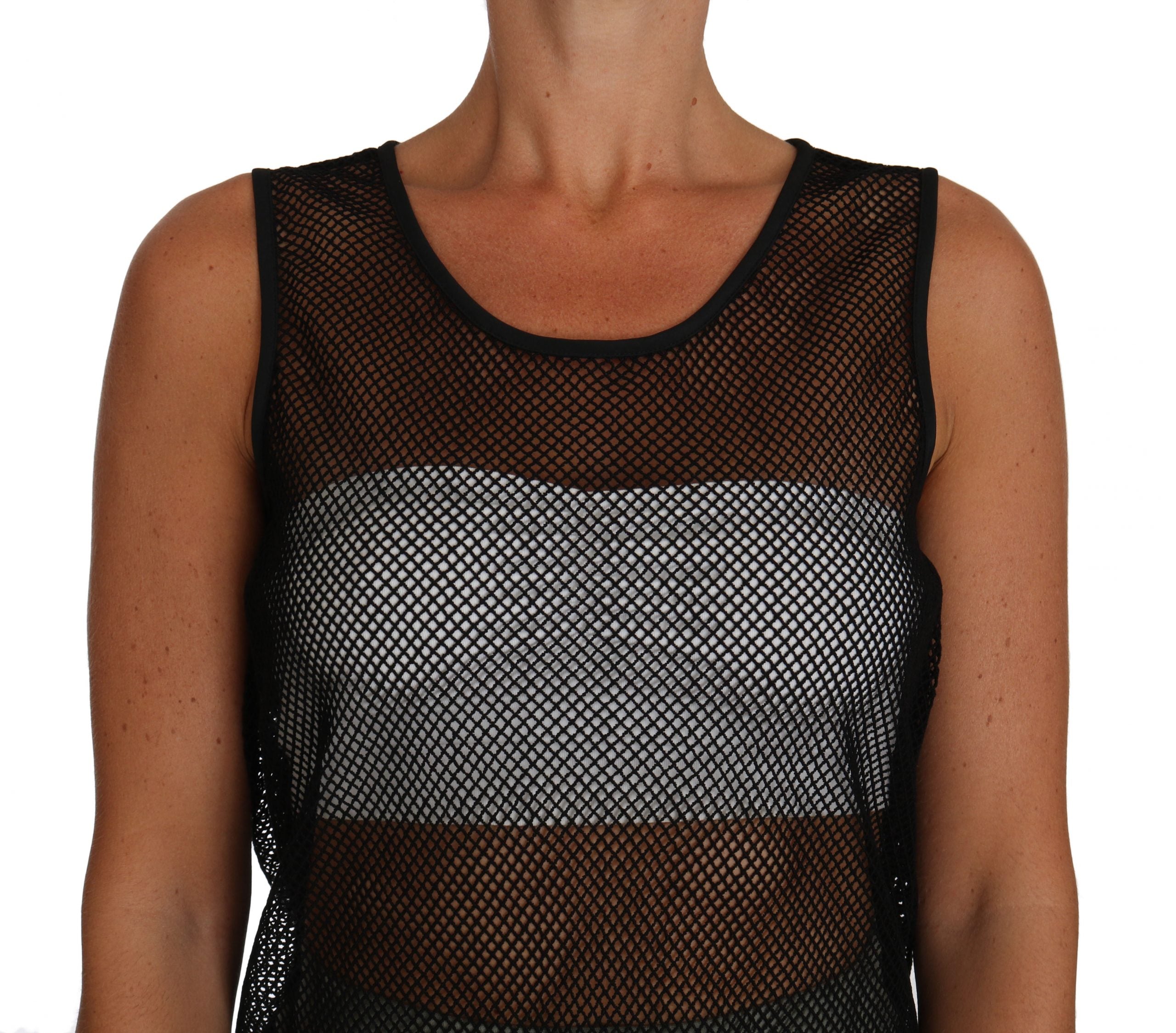 Dolce & Gabbana Black Mesh Transparent Blouse Women's T-shirt