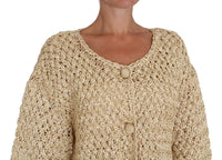 Dolce & Gabbana Dolce & Gabbana Beige Cardigan Crochet Knitted Raffia Women's Sweater
