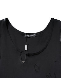Dolce & Gabbana Black Cotton Rip Style Sleeveless Men Tank Men's T-shirt
