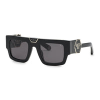 Philipp Plein Sunglasses Square Full Rim, Black Frame and Grey Lens SPP092M700Y