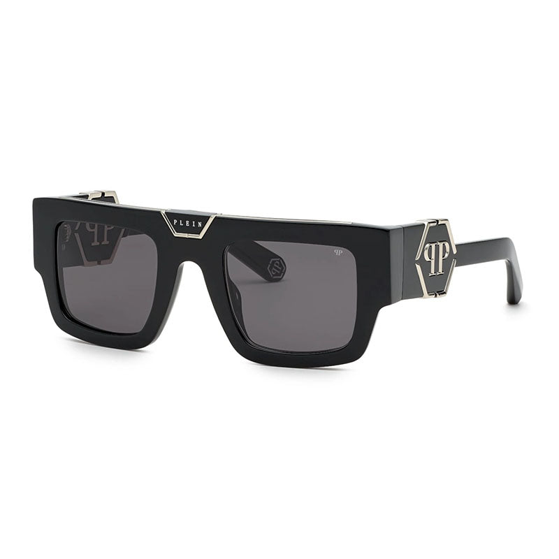 Philipp Plein Sunglasses Square Full Rim, Black Frame and Grey Lens SPP092M700Y