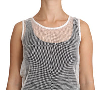 Dolce & Gabbana White Net Transparent Sleeveless Tank Women's Top