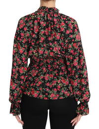 Dolce & Gabbana Black Rose Print Floral Shirt Top Women's Blouse