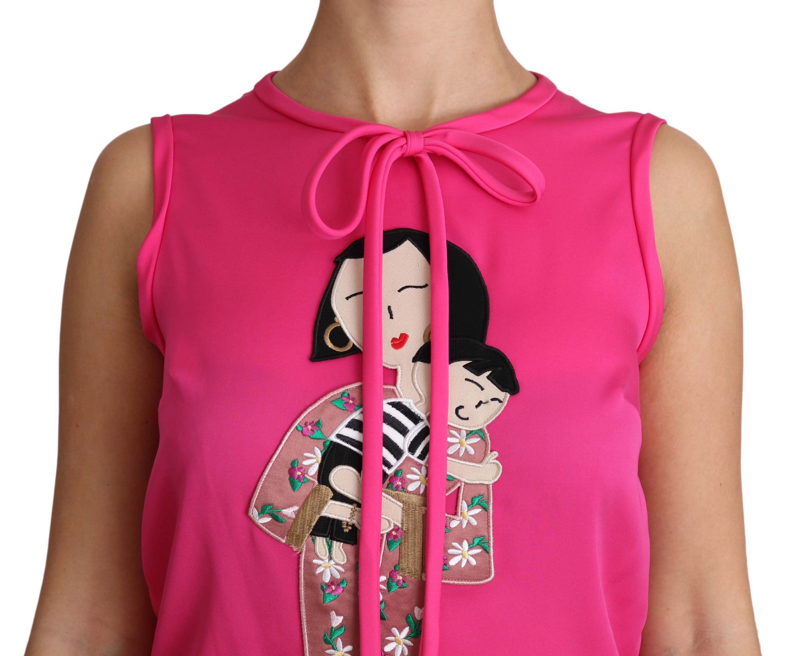 Dolce & Gabbana Pink Family Silk Tank Mama Blouse Top Women's Shirt