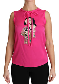 Dolce & Gabbana Pink Family Silk Tank Mama Blouse Top Women's Shirt