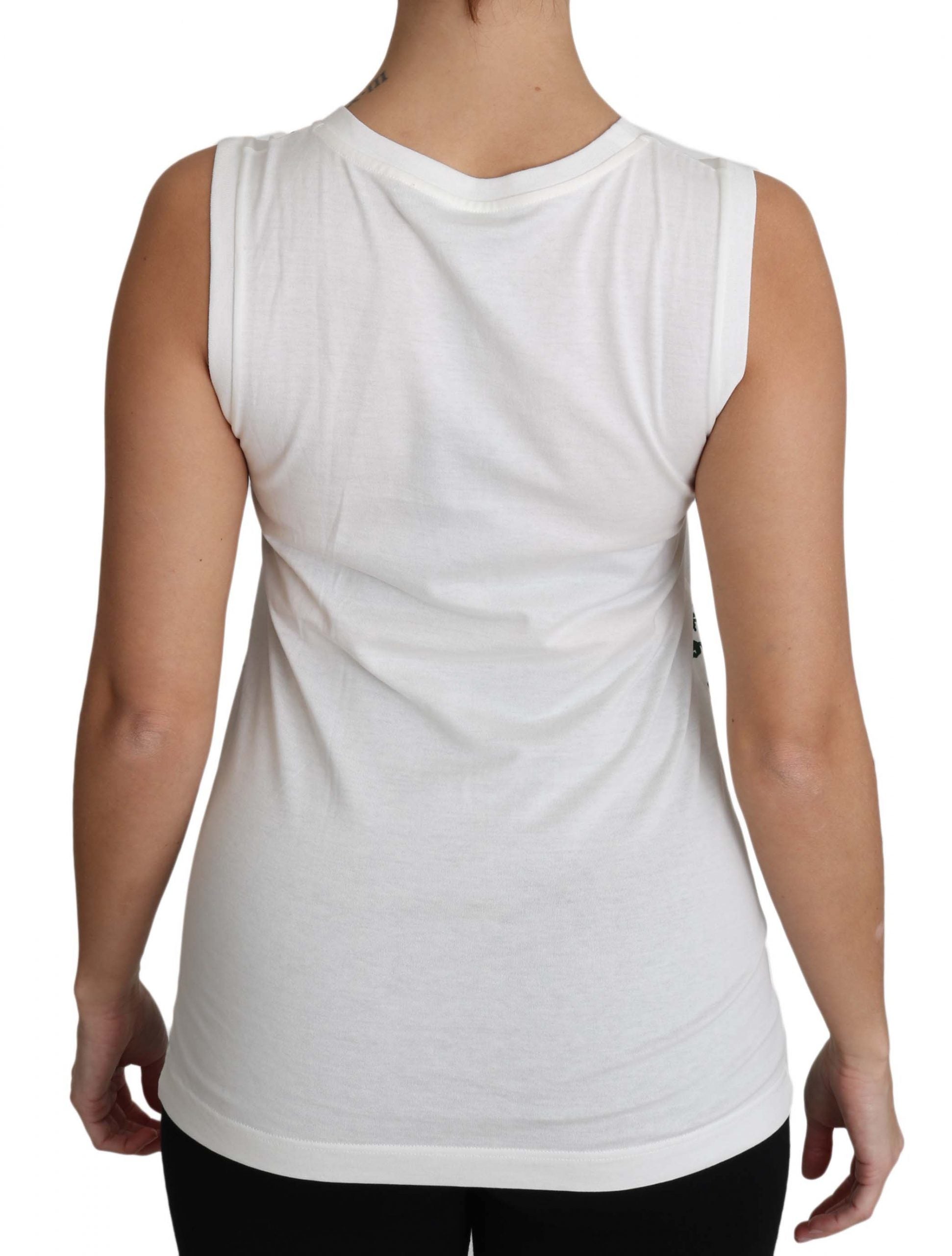 Dolce & Gabbana Dolce & Gabbana White Cotton #dgfamily Sleeveless Shirt Tank Women's Top
