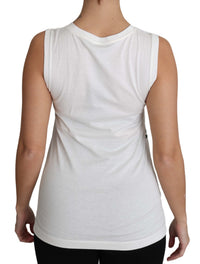 Dolce & Gabbana Dolce & Gabbana White Cotton #dgfamily Sleeveless Shirt Tank Women's Top