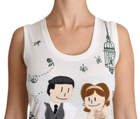 Dolce & Gabbana Dolce & Gabbana White Cotton #dgfamily Sleeveless Shirt Tank Women's Top