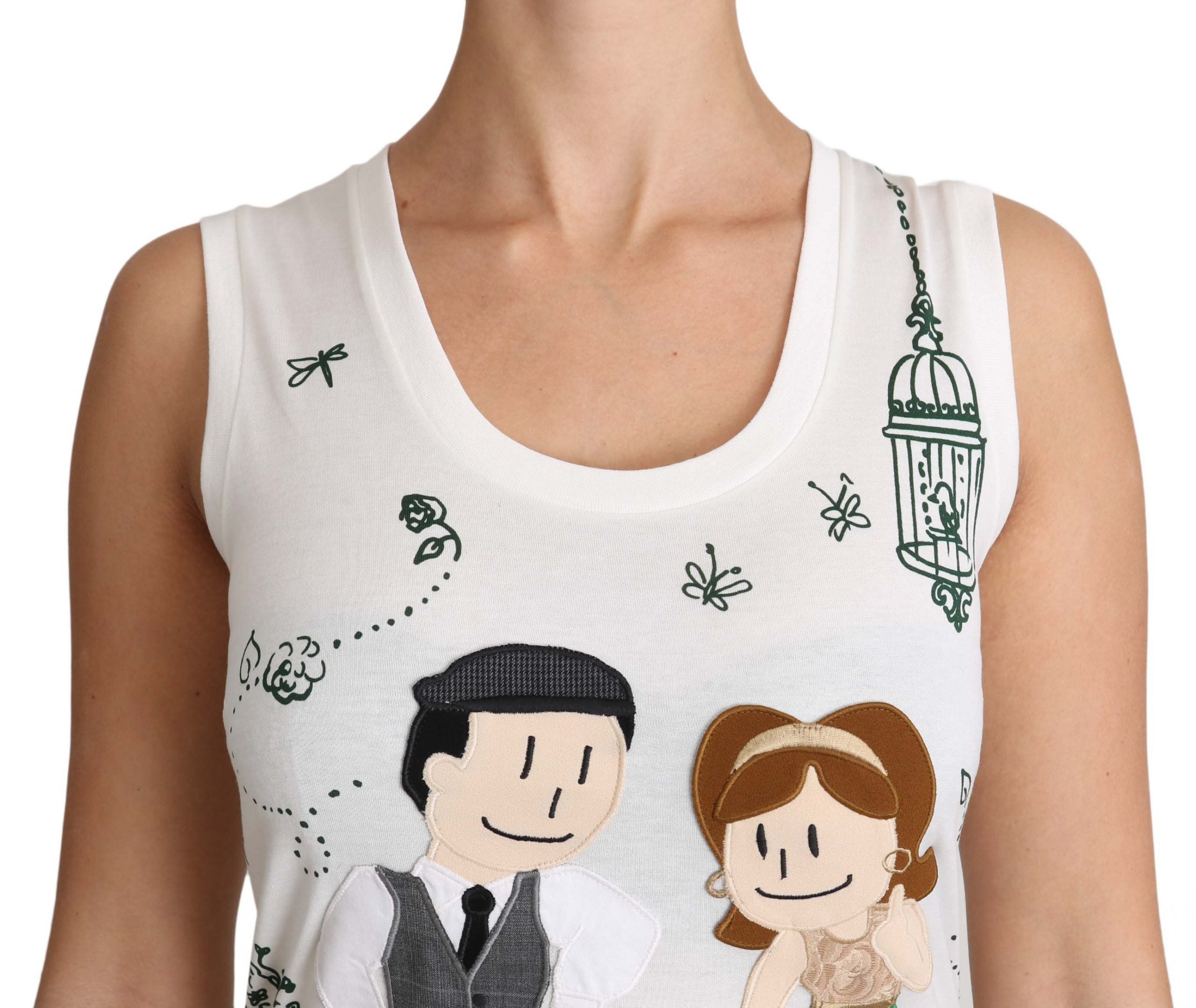 Dolce & Gabbana Dolce & Gabbana White Cotton #dgfamily Sleeveless Shirt Tank Women's Top