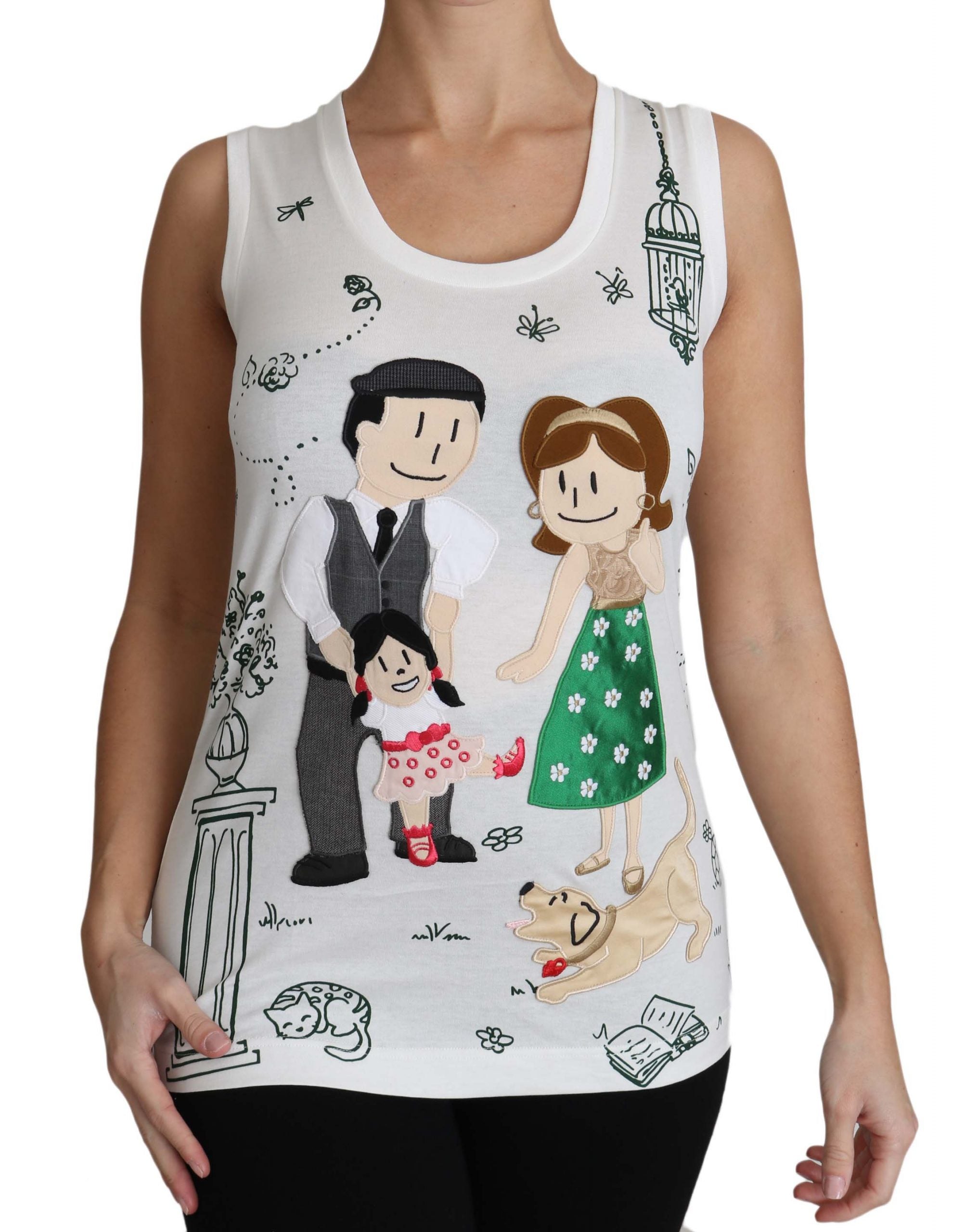 Dolce & Gabbana Dolce & Gabbana White Cotton #dgfamily Sleeveless Shirt Tank Women's Top