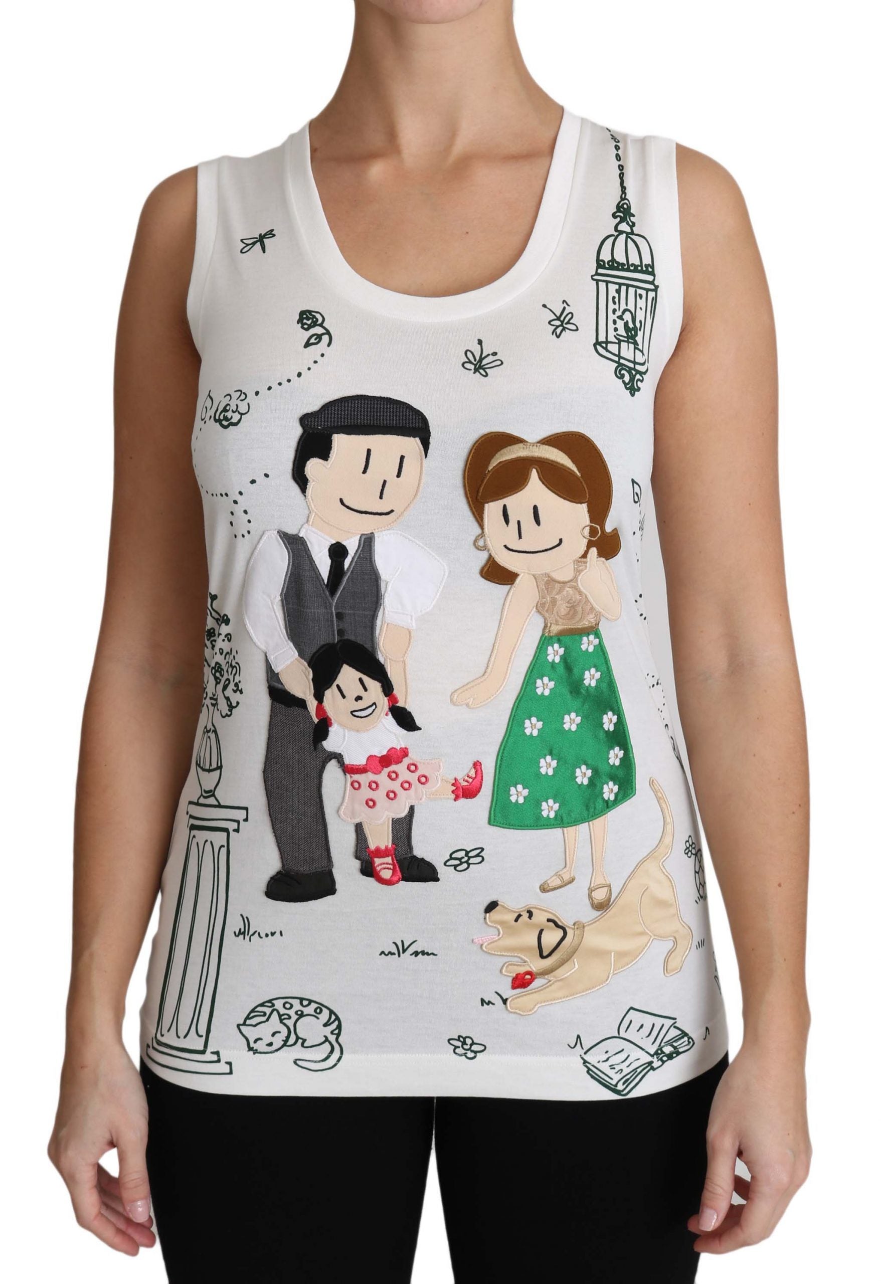Dolce & Gabbana Dolce & Gabbana White Cotton #dgfamily Sleeveless Shirt Tank Women's Top