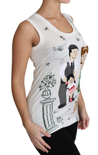 Dolce & Gabbana Dolce & Gabbana White Cotton #dgfamily Sleeveless Shirt Tank Women's Top