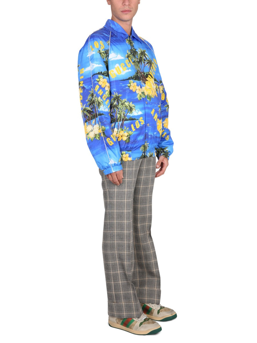 Gucci Men Giacca In Nylon Con Stampa