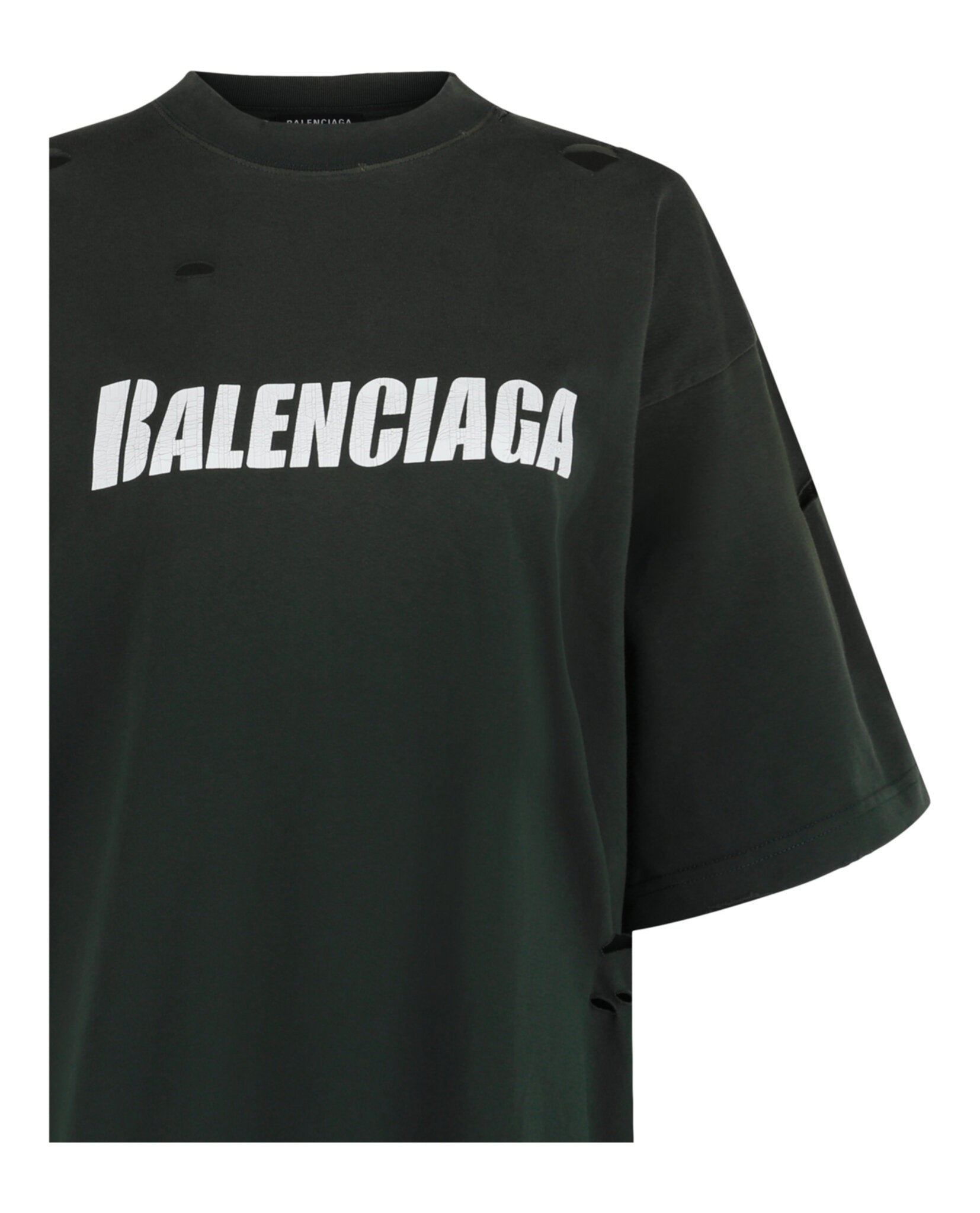 Balenciaga Balenciaga Womens Caps Destroyed Boxy Fit T-Shirt