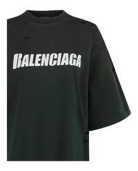 Balenciaga Balenciaga Womens Caps Destroyed Boxy Fit T-Shirt