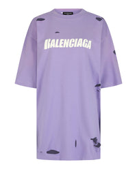 Balenciaga Balenciaga Womens Caps Destroyed Boxy Fit T-Shirt