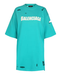 Balenciaga Womens Caps Destroyed Boxy Fit T-Shirt