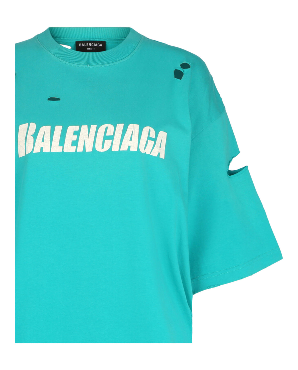Balenciaga Womens Caps Destroyed Boxy Fit T-Shirt