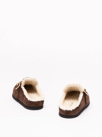 Prada Women Suede And Shearling Mules