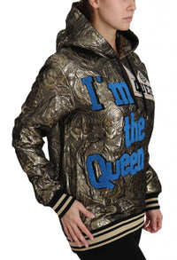 Dolce & Gabbana Im The Queen Jaquard Gold Sweatshirt Women's Hoodie