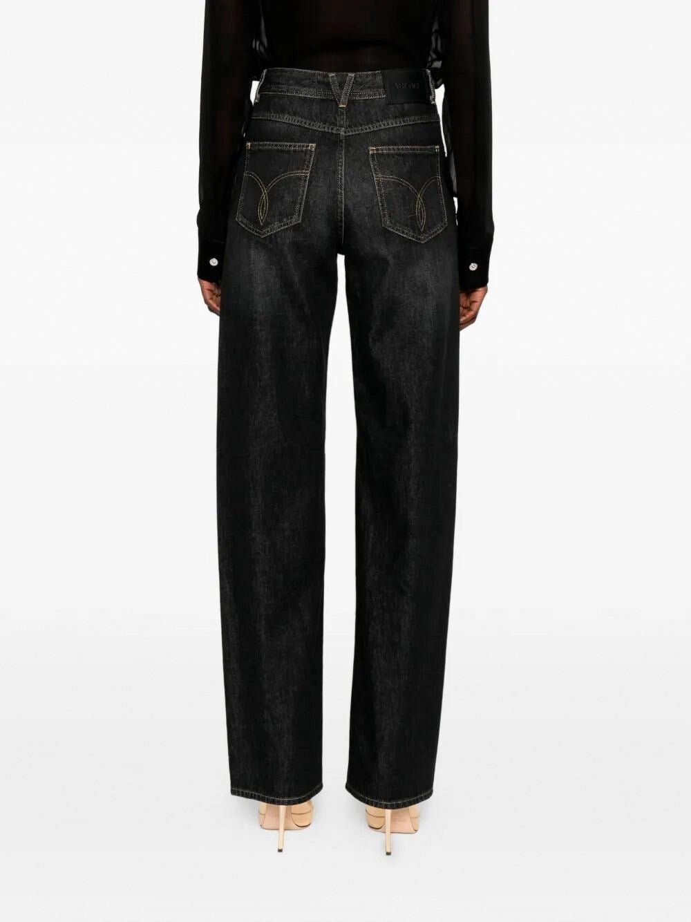 Versace Versace Women Denim Pants With Studs